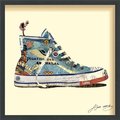 Empire Art Direct Empire Art Direct DAC-029-2525B High Top Sneaker - Dimensional Art Collage Hand Signed by Alex Zeng Framed Graphic Wall Art DAC-029-2525B